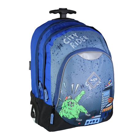 Sac à dos scolaire à roulettes monster Bleu 2 - vertbaudet enfant 