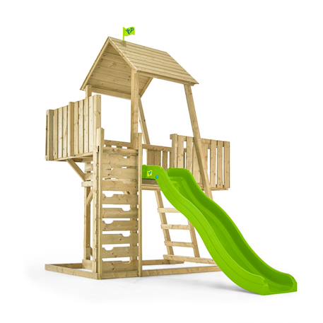 Aire de jeux tour et toboggan kingswood bois fsc® Marron - vert 2 - vertbaudet enfant 
