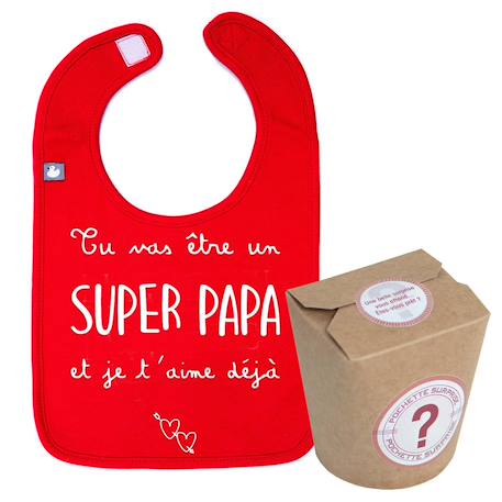 Pochette surprise annonce de grossesse -  tu vas être un super papa Rouge 1 - vertbaudet enfant 