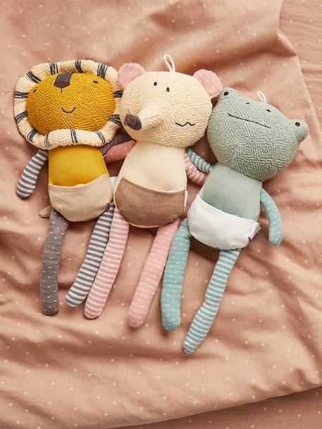Peluche souris avec doudou, crocheté - 33 cm Grenouille+Lion 5 - vertbaudet enfant 