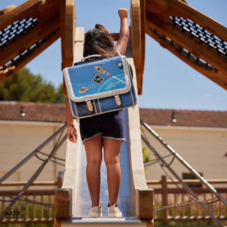 Cartable scolaire à roulettes 41 cm objectif lune Bleu 2 - vertbaudet enfant 