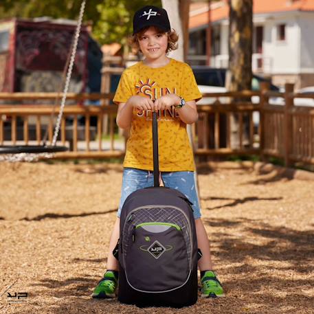 Sac à dos à roulettes recyclé comète Gris 2 - vertbaudet enfant 