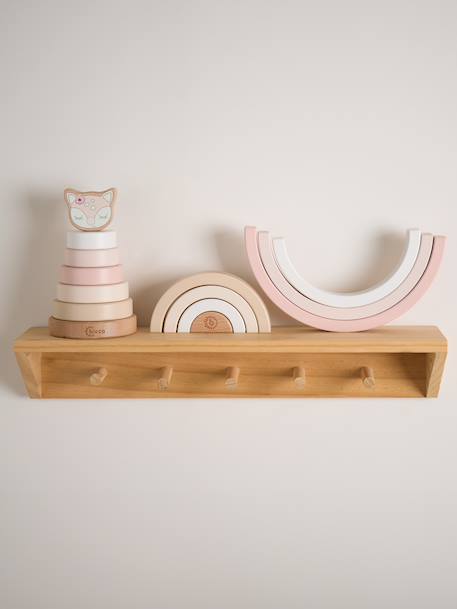 Arc-en-ciel en bois à empiler Berry+Bleu+Faon ella+Lapin fine+Rose 16 - vertbaudet enfant 