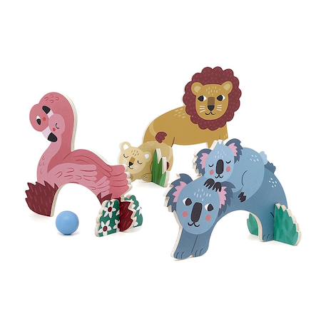 Croquet en bois animaux petit safari Bleu 3 - vertbaudet enfant 