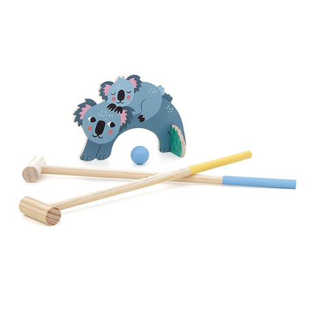 Croquet en bois animaux petit safari Bleu 5 - vertbaudet enfant 