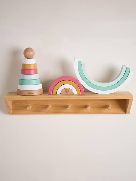 Arc-en-ciel en bois à empiler Berry+Bleu+Faon ella+Lapin fine+Rose 4 - vertbaudet enfant 
