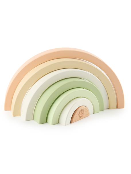 Arc-en-ciel en bois à empiler Berry+Bleu+Faon ella+Lapin fine+Rose 19 - vertbaudet enfant 