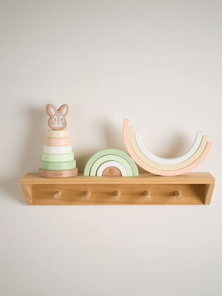 Arc-en-ciel en bois à empiler Berry+Bleu+Faon ella+Lapin fine+Rose 22 - vertbaudet enfant 