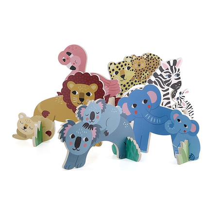 Croquet en bois animaux petit safari Bleu 4 - vertbaudet enfant 