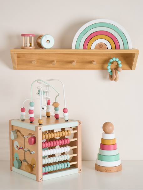 Arc-en-ciel en bois à empiler Berry+Bleu+Faon ella+Lapin fine+Rose 6 - vertbaudet enfant 