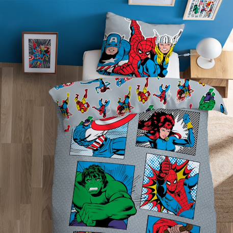 Parure de lit 100% coton, marvel home comics super-héros Gris 1 - vertbaudet enfant 