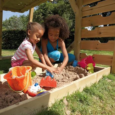 Aire de jeux tour et toboggan kingswood bois fsc® Marron - vert 3 - vertbaudet enfant 