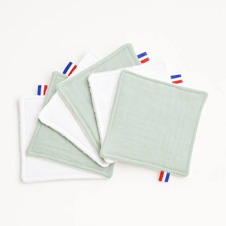 Lingettes lavables en coton bio Rose+Vert 12 - vertbaudet enfant 