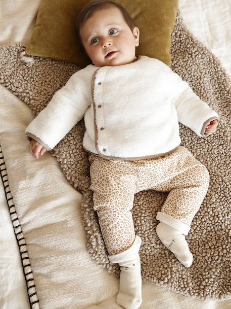 Pull naissance en sherpa boutonné devant écru 4 - vertbaudet enfant 