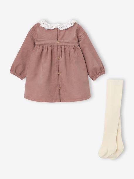 Ensemble naissance robe en velours + collants blush 2 - vertbaudet enfant 