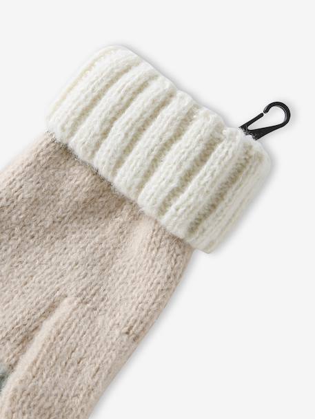 Ensemble bonnet snood moufles/mitaines colorblock fille rayé rose+vert d'eau 15 - vertbaudet enfant 