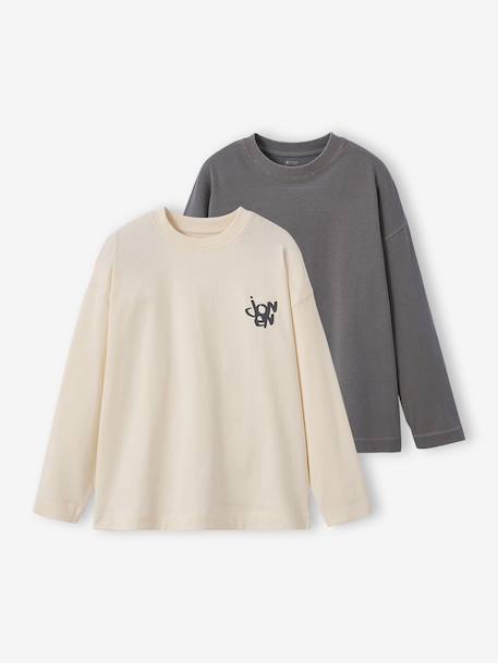 Garçon-Lot de 2 t-shirts garçon oversize effet délavé 