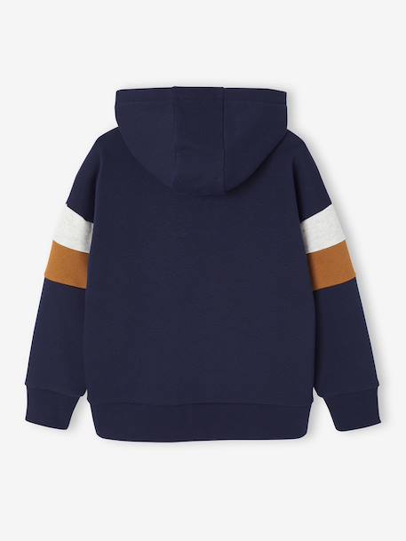 Sweat garçon à capuche motif placé lichen+marine+noix de pécan 5 - vertbaudet enfant 