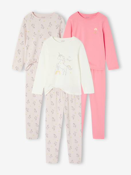 Lot de 3 pyjamas fille licornes écru 1 - vertbaudet enfant 