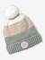 Ensemble bonnet snood moufles/mitaines colorblock fille rayé rose+vert d'eau 10 - vertbaudet enfant 