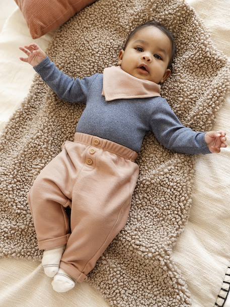 Ensemble 3 pièces naissance body + pantalon + foulard camel 1 - vertbaudet enfant 