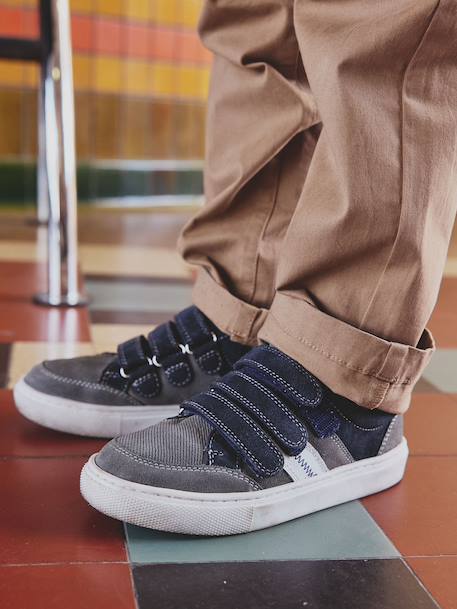 Baskets enfant garçon cuir à scratchs lot gris 1 - vertbaudet enfant 