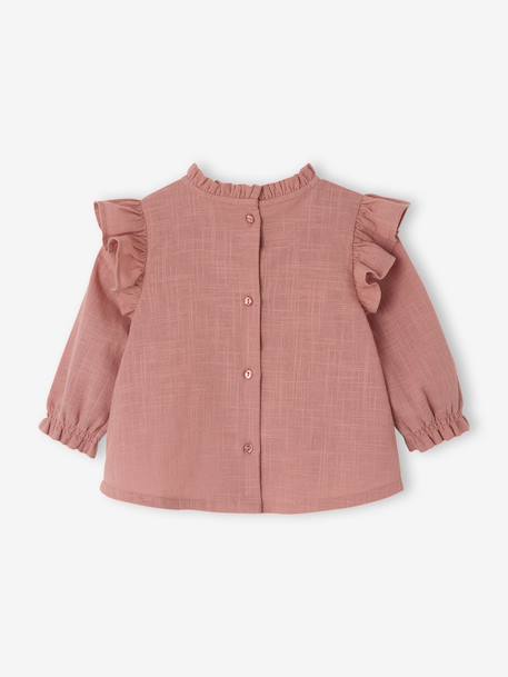 Blouse volantée bébé en tissu flammé beige clair+bleu ciel+vieux rose 11 - vertbaudet enfant 