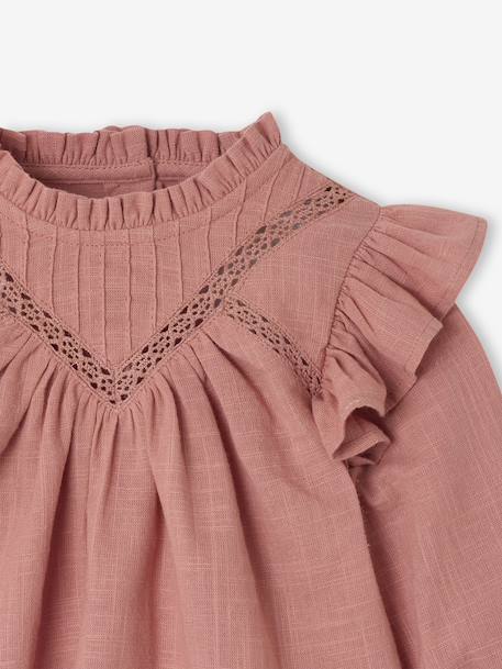 Blouse volantée bébé en tissu flammé beige clair+bleu ciel+vieux rose 12 - vertbaudet enfant 