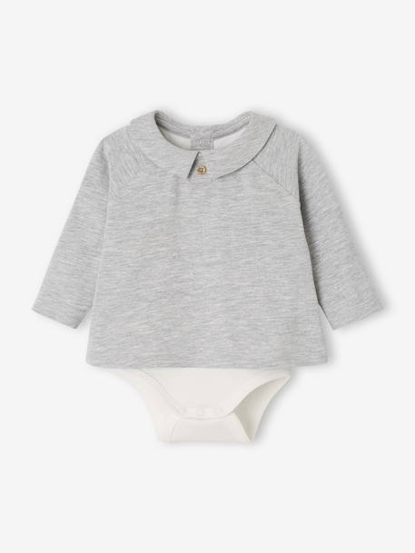 Lot de 2 bodies naissance 2 en 1 gris chiné 3 - vertbaudet enfant 
