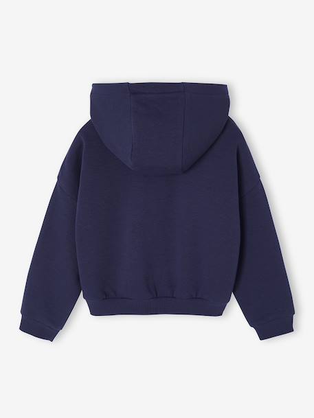 Sweat court zippé fille marine+rose 2 - vertbaudet enfant 