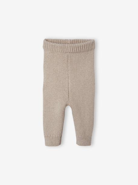 Ensemble 3 pièces naissance en tricot pull + pantalon + chaussettes beige chiné 5 - vertbaudet enfant 