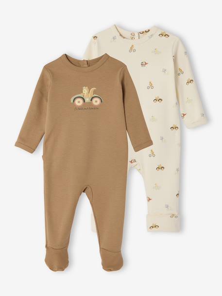 Lot de 2 pyjamas bébé garçon naissance transformables écru 1 - vertbaudet enfant 