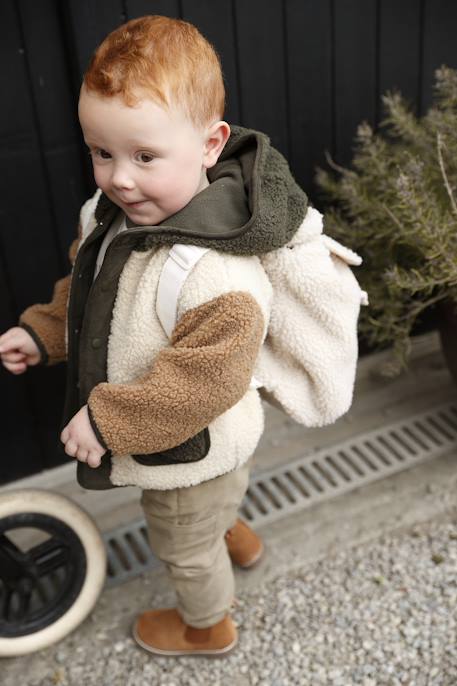 Manteau bébé en sherpa à capuche sable 2 - vertbaudet enfant 