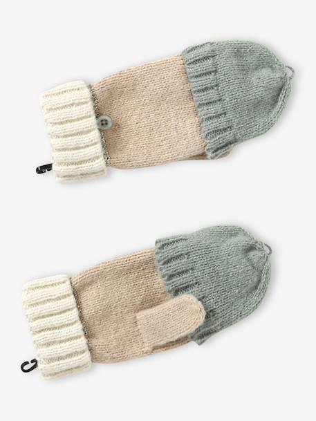 Ensemble bonnet snood moufles/mitaines colorblock fille rayé rose+vert d'eau 13 - vertbaudet enfant 