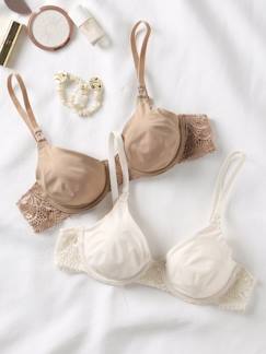 -Lot de 2 soutiens-gorge en microfibre et dentelle grossesse et allaitement