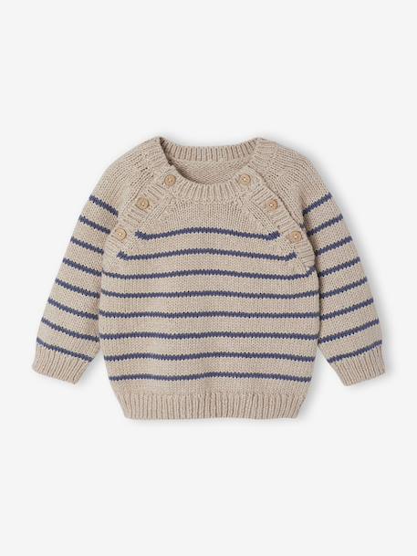 Ensemble 3 pièces naissance en tricot pull + pantalon + chaussettes beige chiné 4 - vertbaudet enfant 