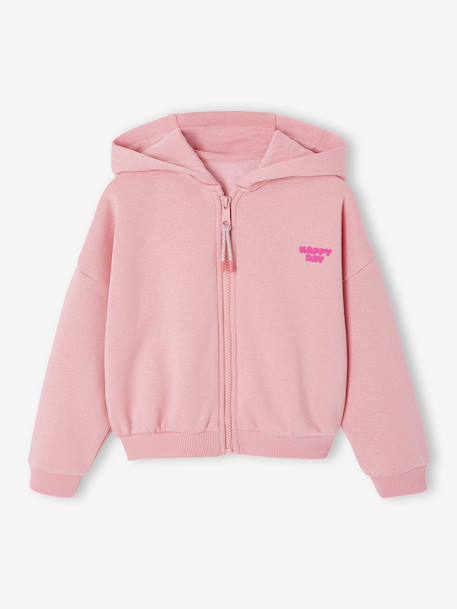 Sweat court zippé fille marine+rose 4 - vertbaudet enfant 