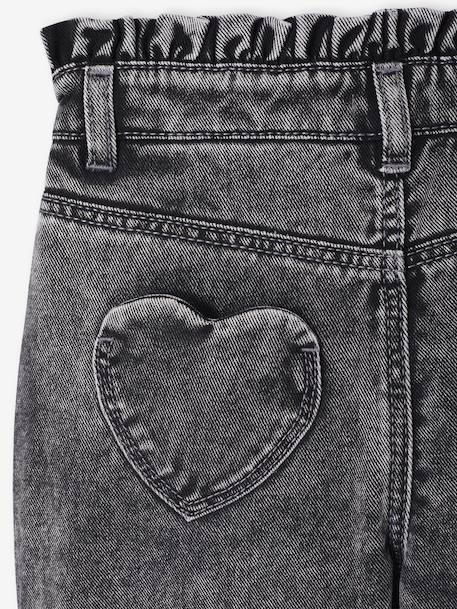 Jean fille mom poches coeur denim gris+gris+stone 14 - vertbaudet enfant 