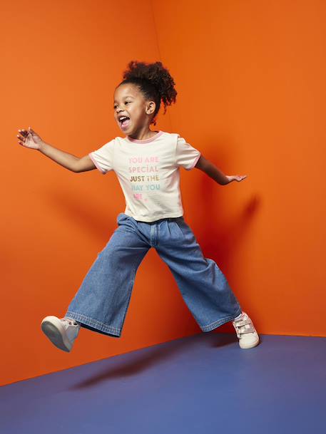 T-shirt fille à message manches courtes fille écru 5 - vertbaudet enfant 