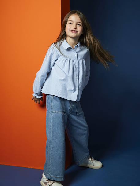 Jean fille large charpentier bleu clair+bleu moyen+denim gris 5 - vertbaudet enfant 