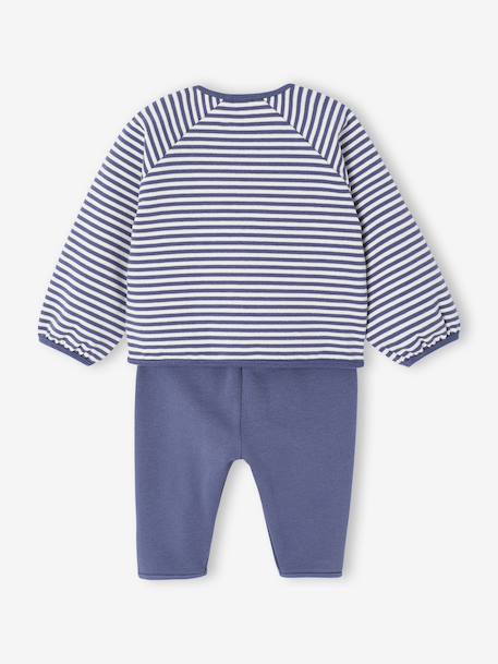 Ensemble naissance molletonné gilet + pantalon bleu+écru 4 - vertbaudet enfant 
