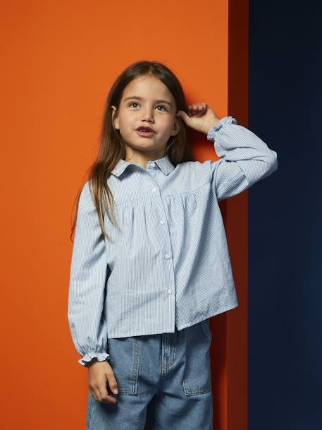 Chemise fille imprimée bleu ciel 1 - vertbaudet enfant 