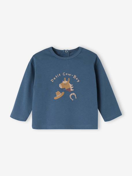 T-Shirt bébé manches longues bleu canard 1 - vertbaudet enfant 