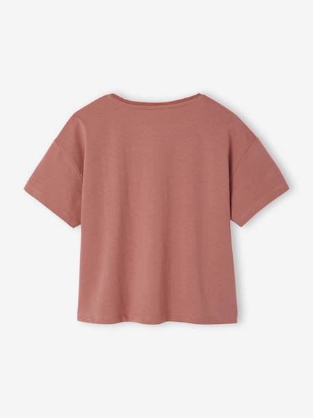 T-shirt animation en sequins réversibles fille manches courtes bois de rose+écru 3 - vertbaudet enfant 