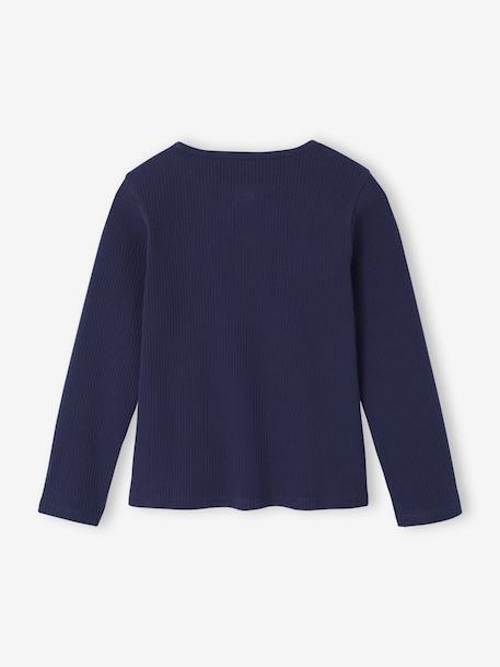 T-shirt en côtes fille manches longues marine+violine 2 - vertbaudet enfant 