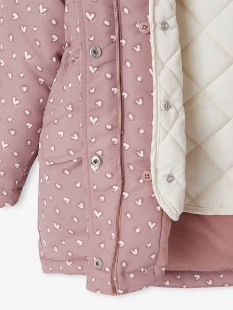Parka fille à capuche 3 en 1 parka + veste matelassée bois de rose+marine 15 - vertbaudet enfant 