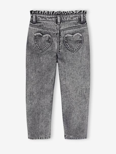 Jean fille mom poches coeur denim gris+gris+stone 11 - vertbaudet enfant 
