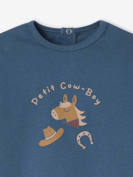 T-Shirt bébé manches longues bleu canard 2 - vertbaudet enfant 