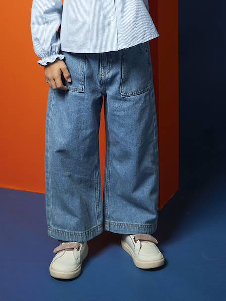 Jean fille large charpentier bleu clair+bleu moyen+denim gris 4 - vertbaudet enfant 
