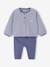 Ensemble naissance molletonné gilet + pantalon bleu+écru 1 - vertbaudet enfant 